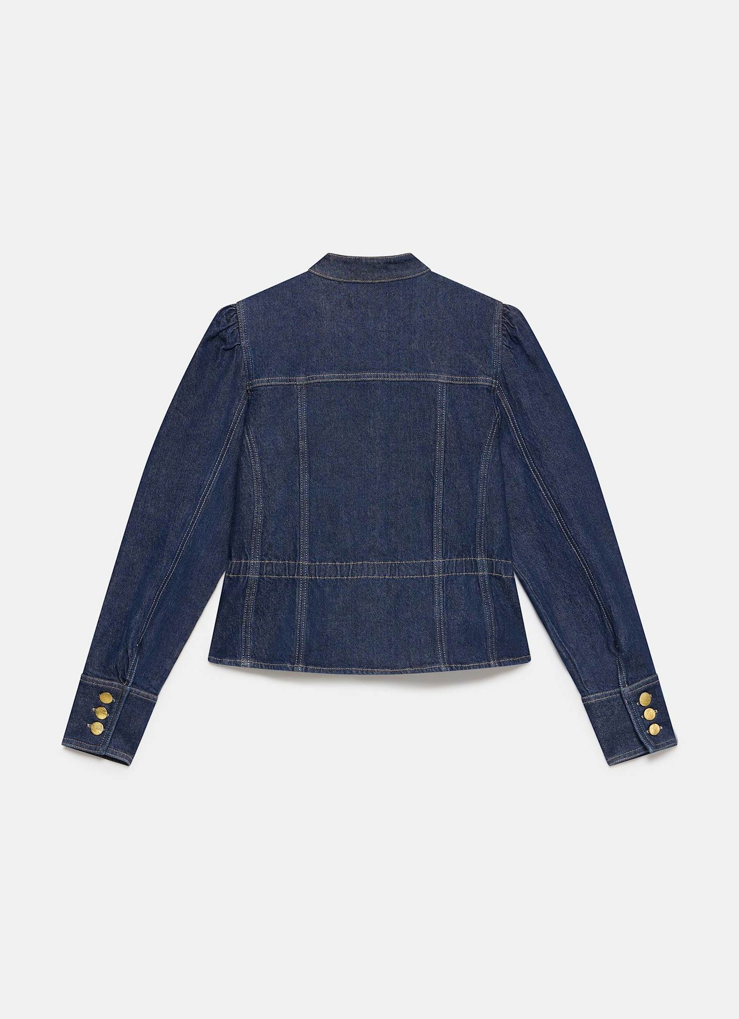 Dark Indigo Puff Sleeve Denim Jacket