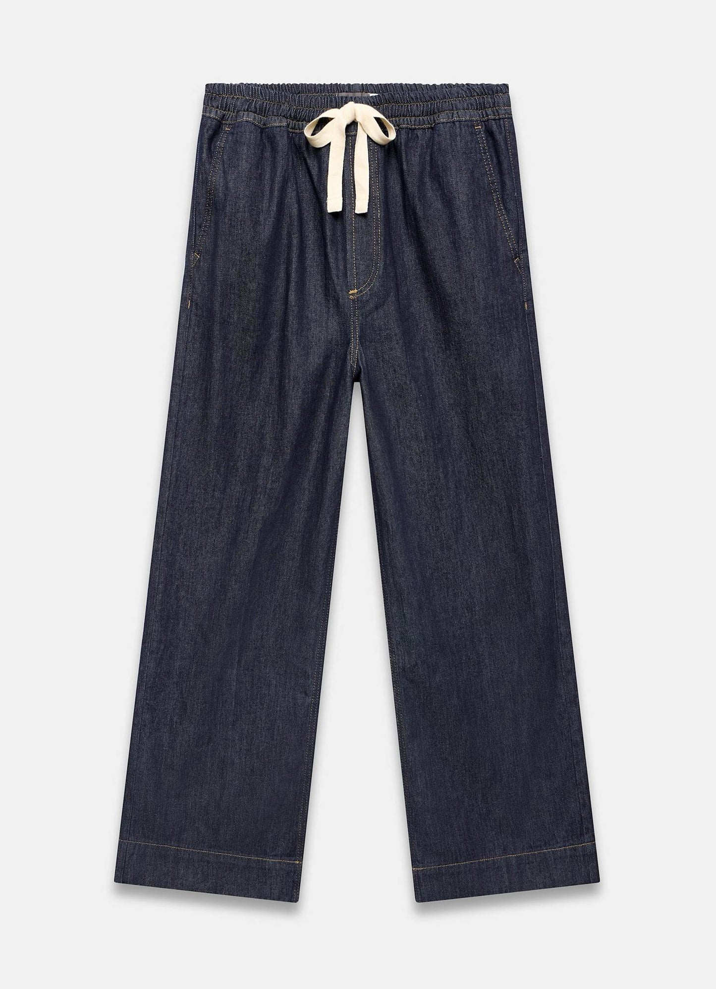 Dark Indigo Tie Waist Wide Jeans