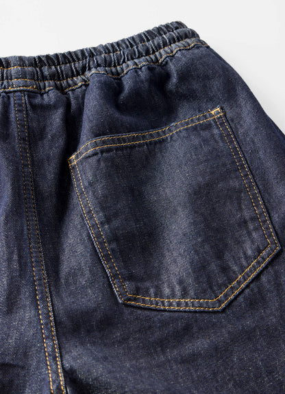 Dark Indigo Tie Waist Wide Jeans