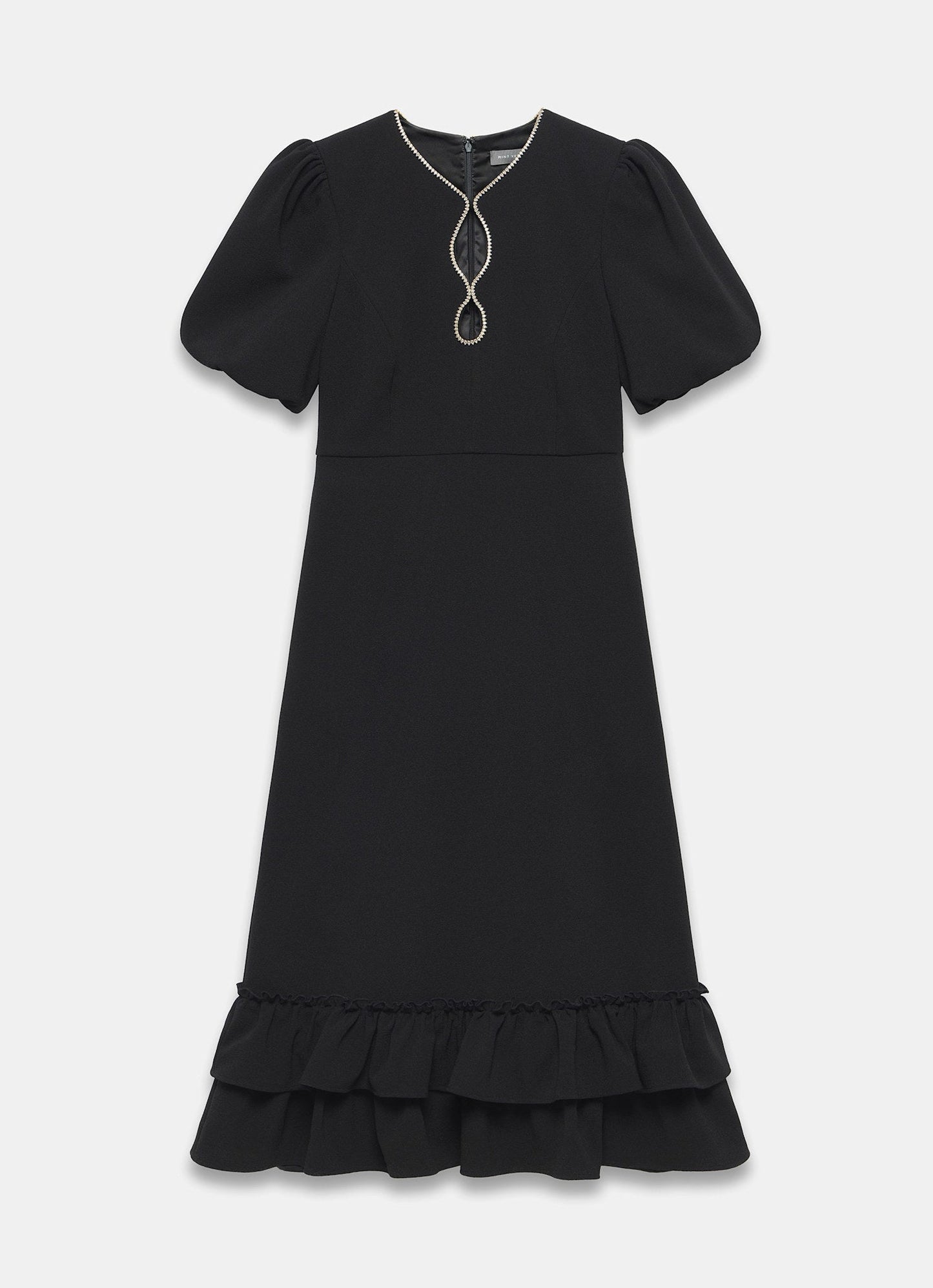 Black Diamante Trim Midi Dress