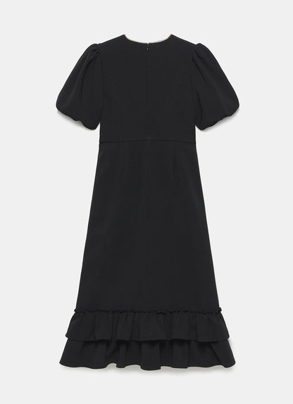 Black Diamante Trim Midi Dress