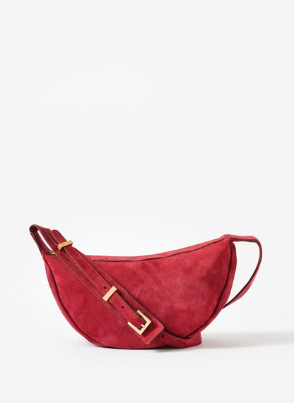 Dolly Red Suede Scoop Sling Bag