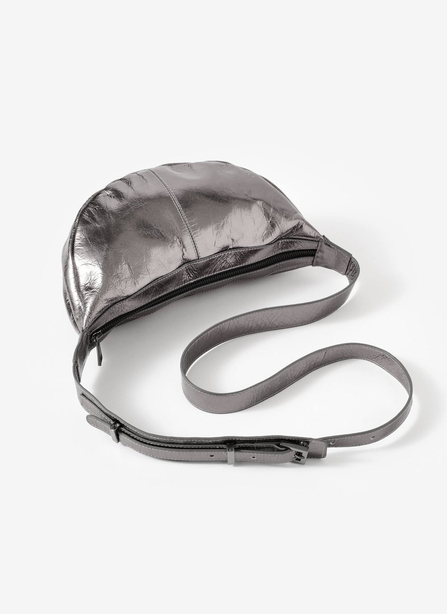 Dolly Silver Leather Scoop Sling Bag