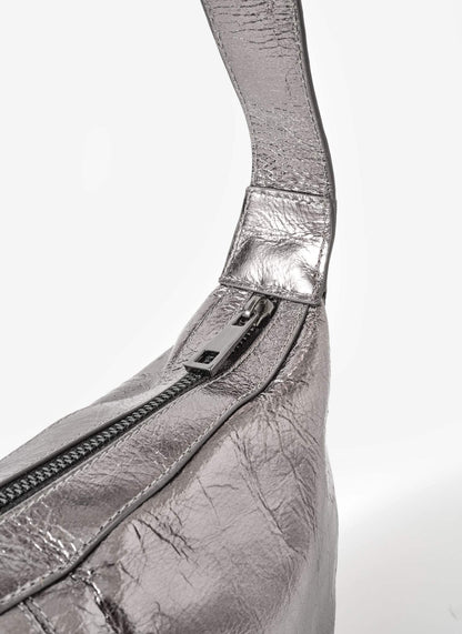 Dolly Silver Leather Scoop Sling Bag