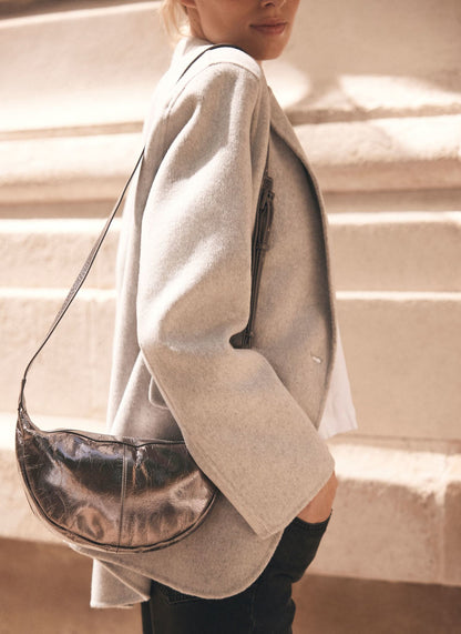 Dolly Silver Leather Scoop Sling Bag