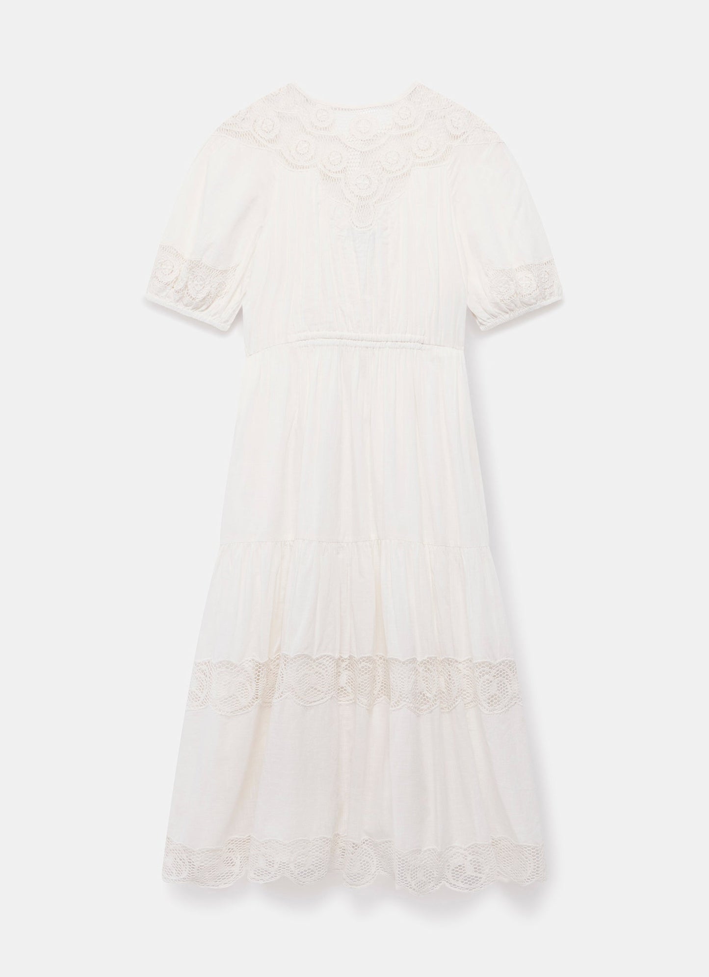 White Embroidered Midi Dress