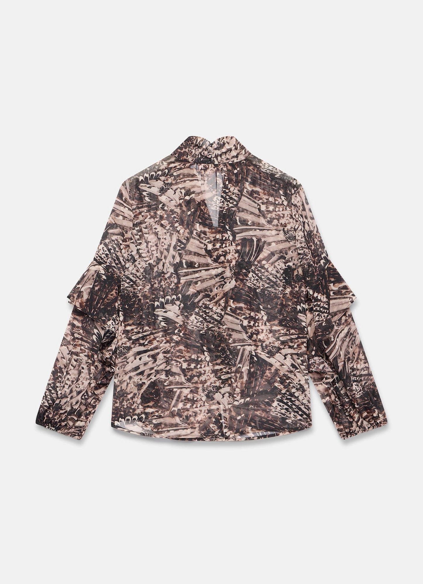 Brown Feather Print Blouse