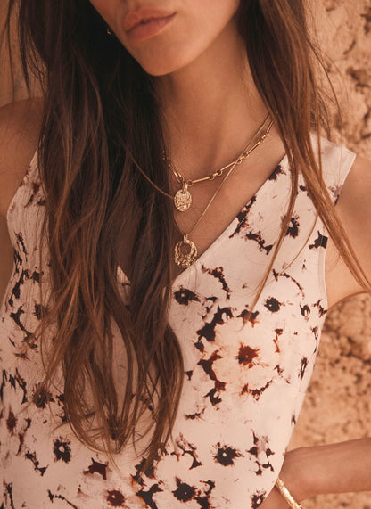 Neutral Floral Ombre Print Midi Dress
