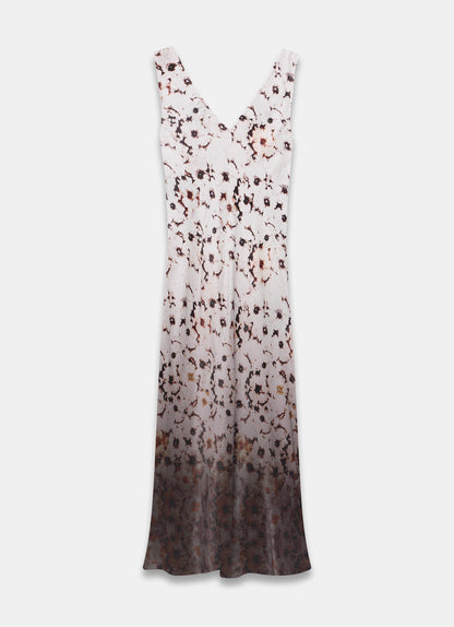 Neutral Floral Ombre Print Midi Dress