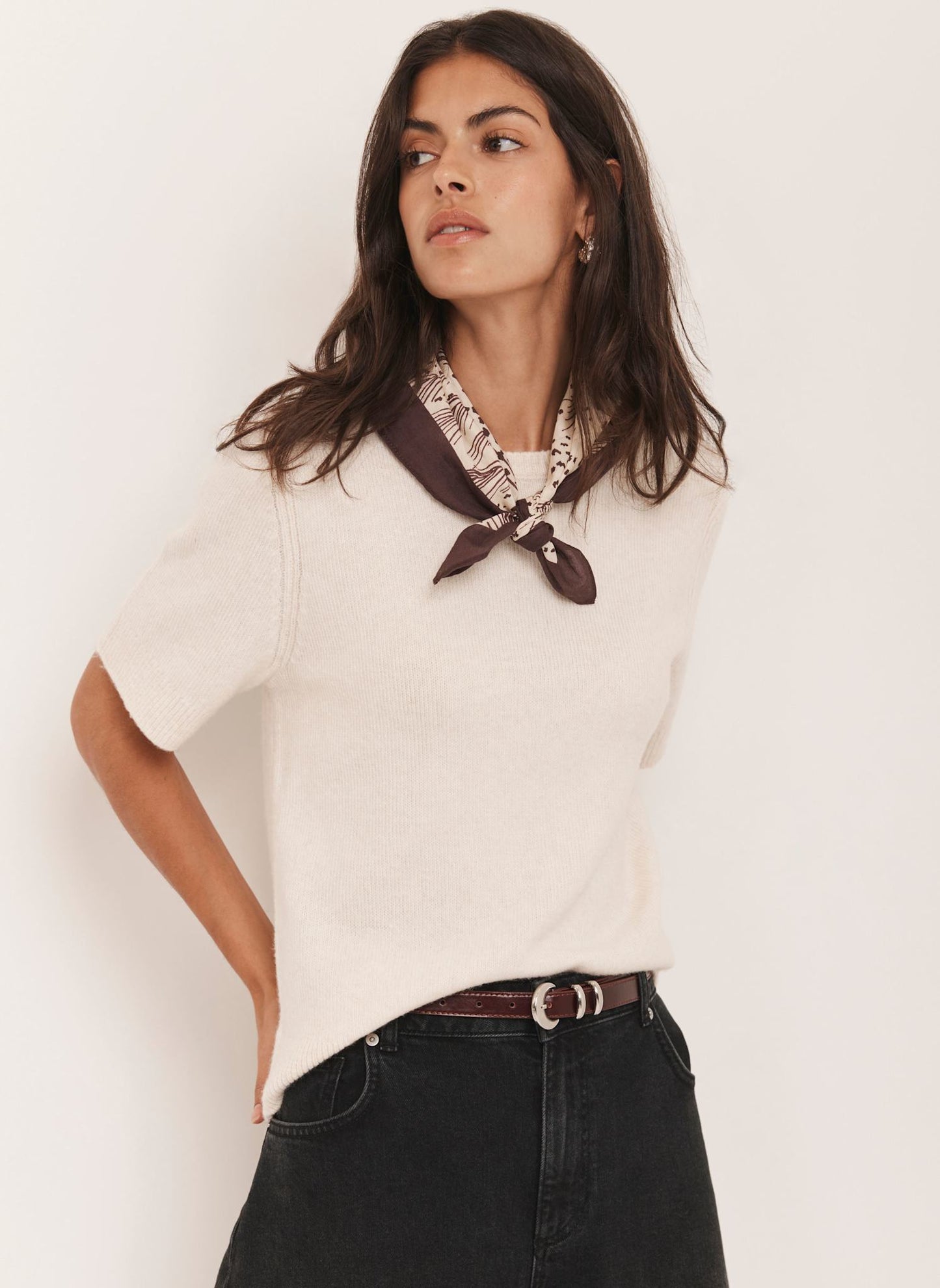 Floral Print Cotton Square Neck Scarf