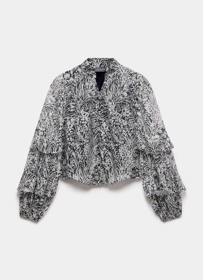 Navy Floral Print Blouse