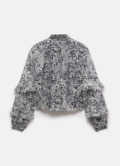 Navy Floral Print Blouse