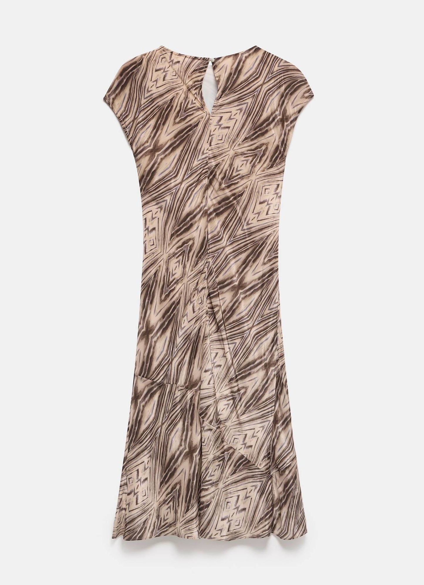 Brown Geometric Print Midi Dress