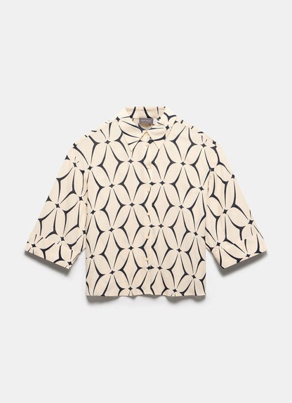 Cream Geometric Print Shirt
