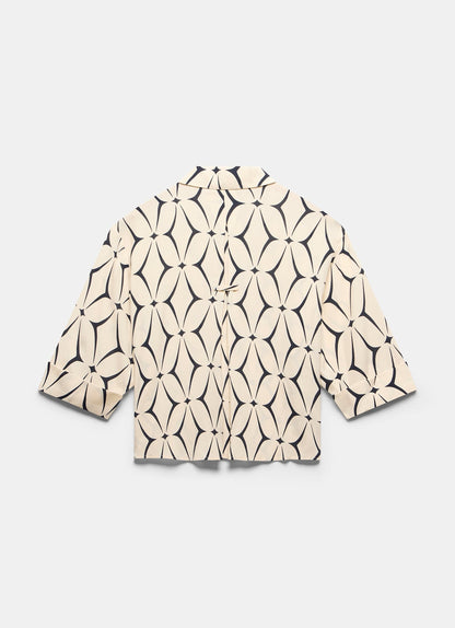 Cream Geometric Print Shirt