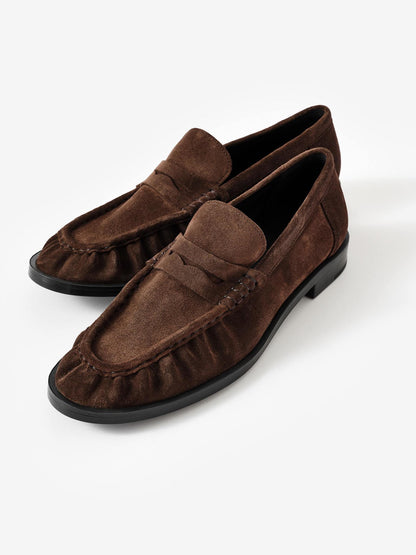 Gigi Brown Suede Penny Loafers