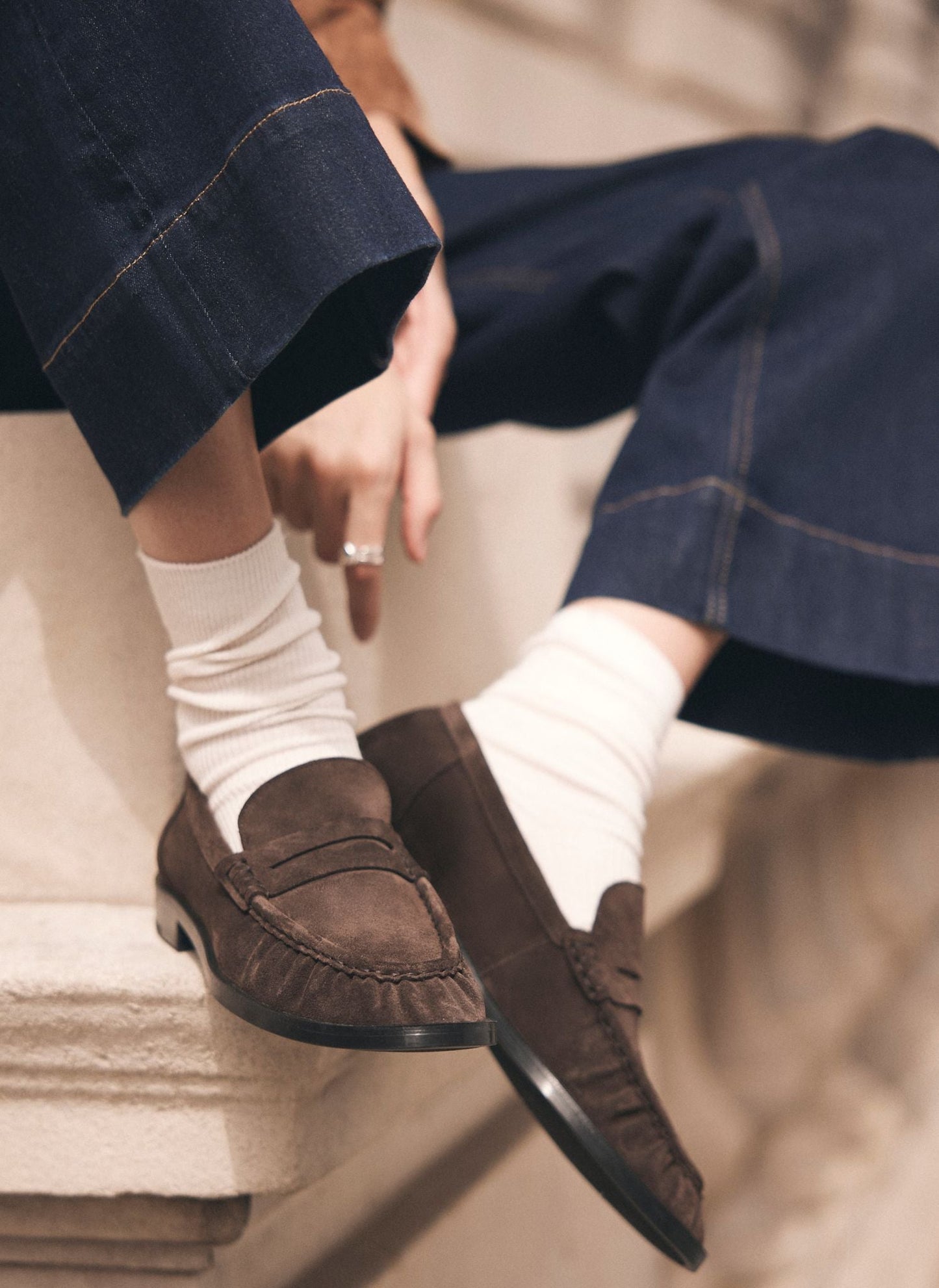 Gigi Brown Suede Penny Loafers