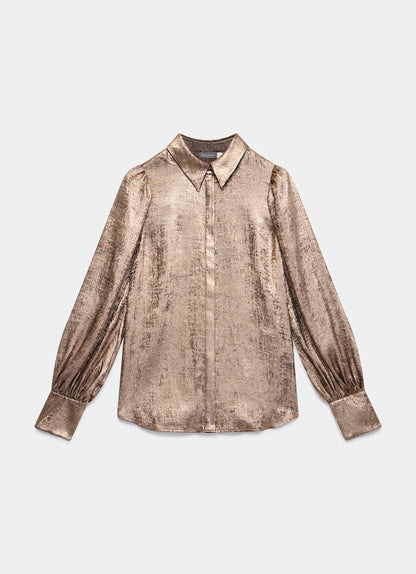 Gold Metallic Long Sleeve Shirt