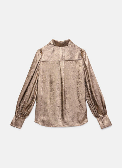 Gold Metallic Long Sleeve Shirt
