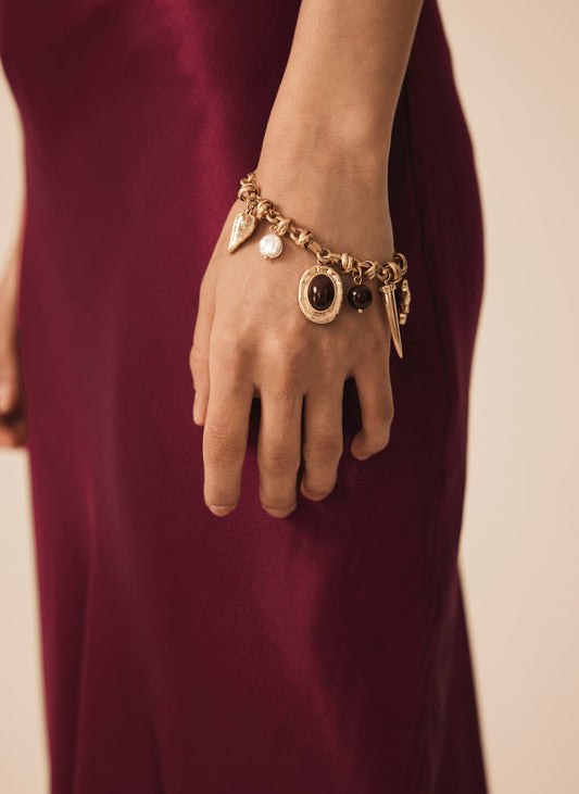Gold Tone Statement Charm Bracelet