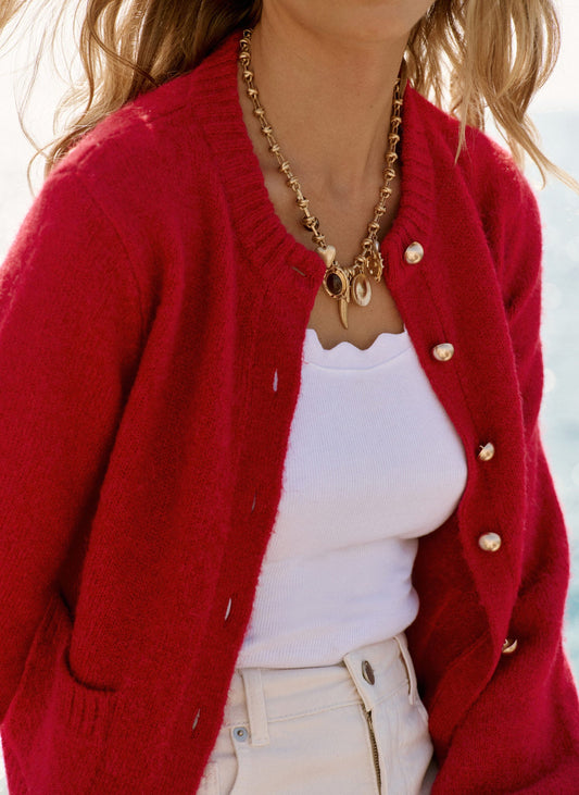 Gold Tone Statement Charm Necklace
