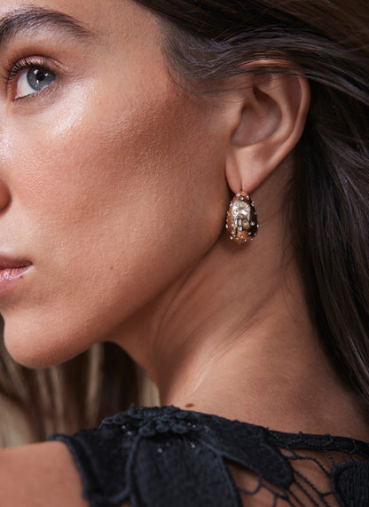 Gold Tone Crystal Statement Earrings
