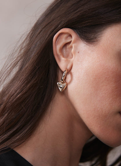 Gold Tone Heart Hoop Earrings