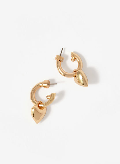Gold Tone Heart Hoop Earrings