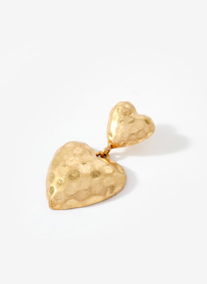 Gold Tone Heart Drop Earrings