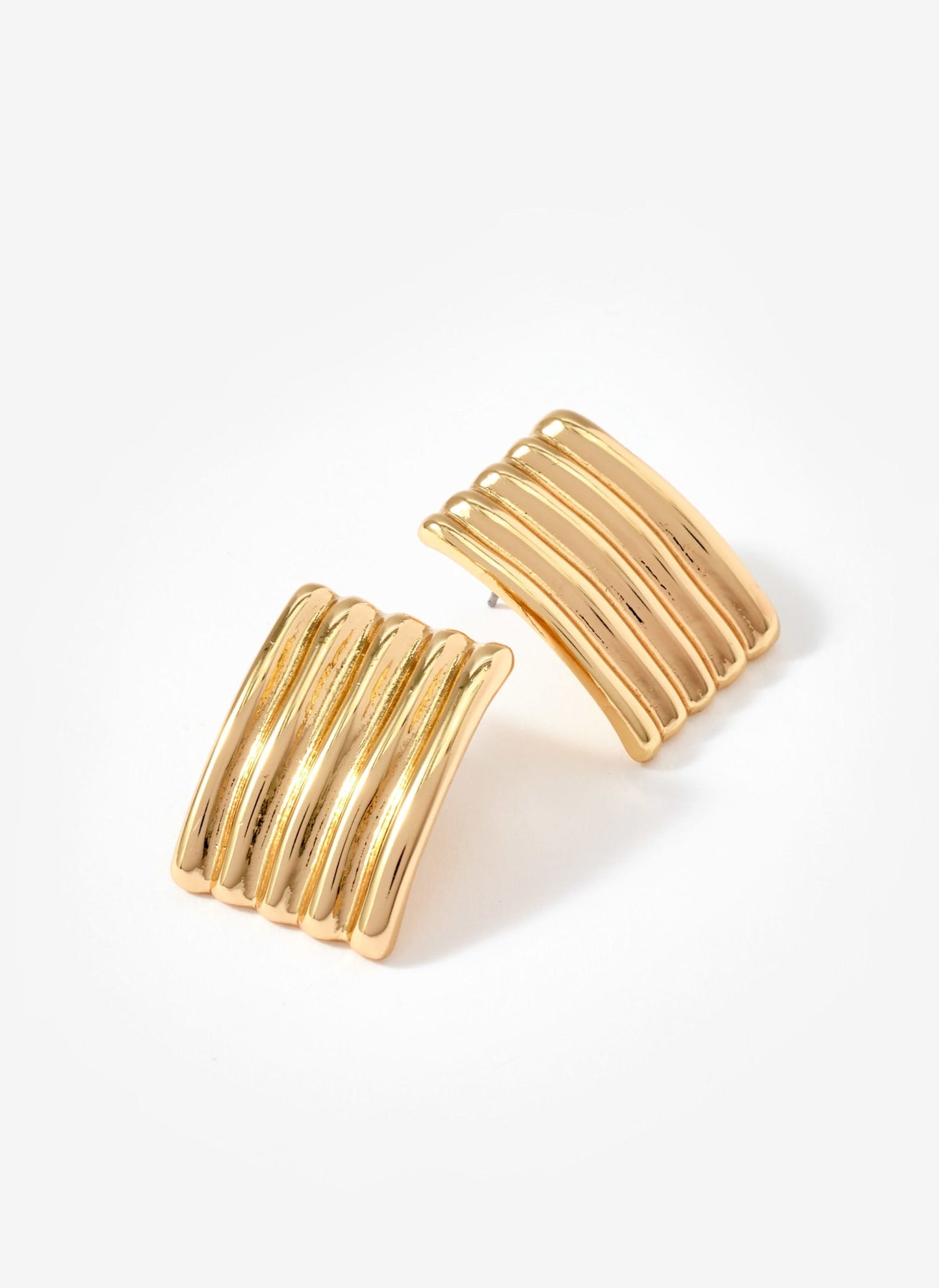 Gold Tone Statement Ridge Earrings