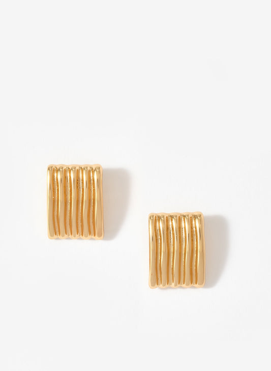Gold Tone Statement Ridge Earrings