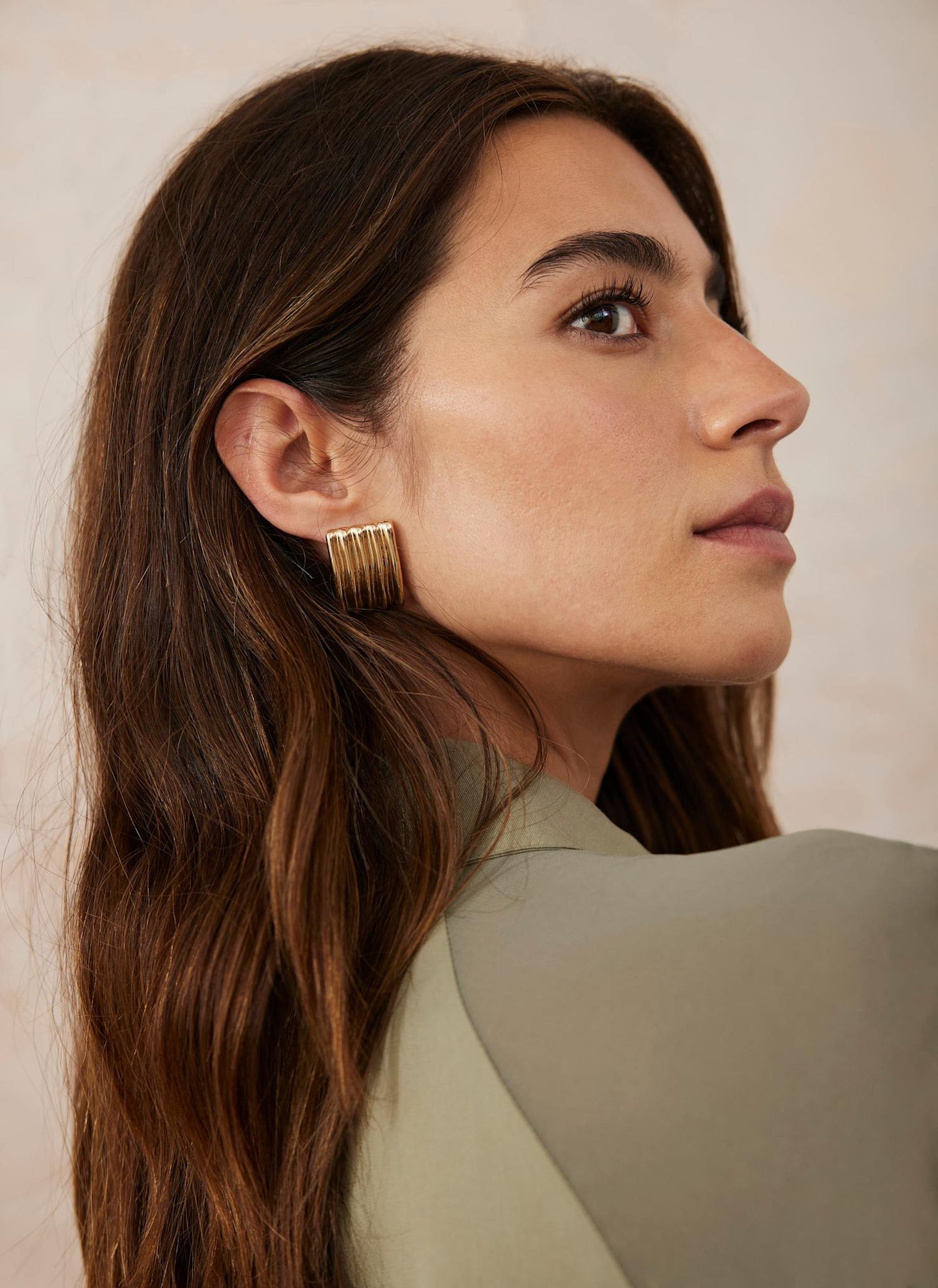 Gold Tone Statement Ridge Earrings