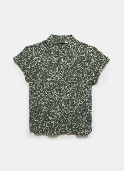Green Leaf Print Shirt
