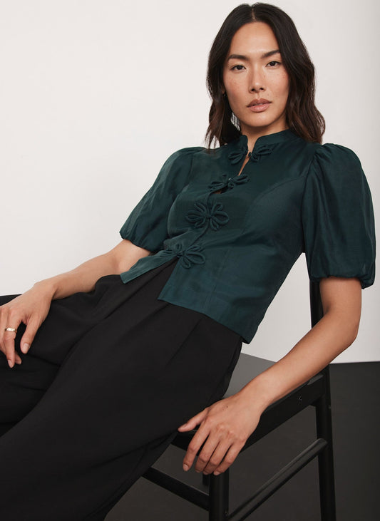 Green Puff Sleeve Top