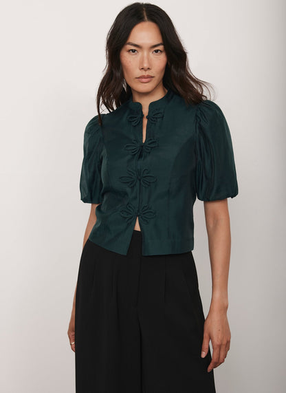 Green Puff Sleeve Top