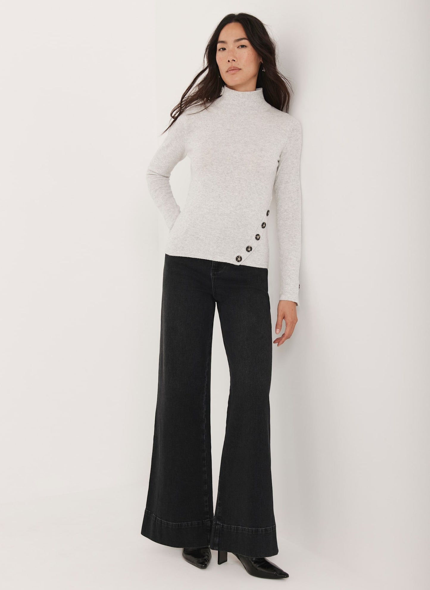 Grey Button Detail Top