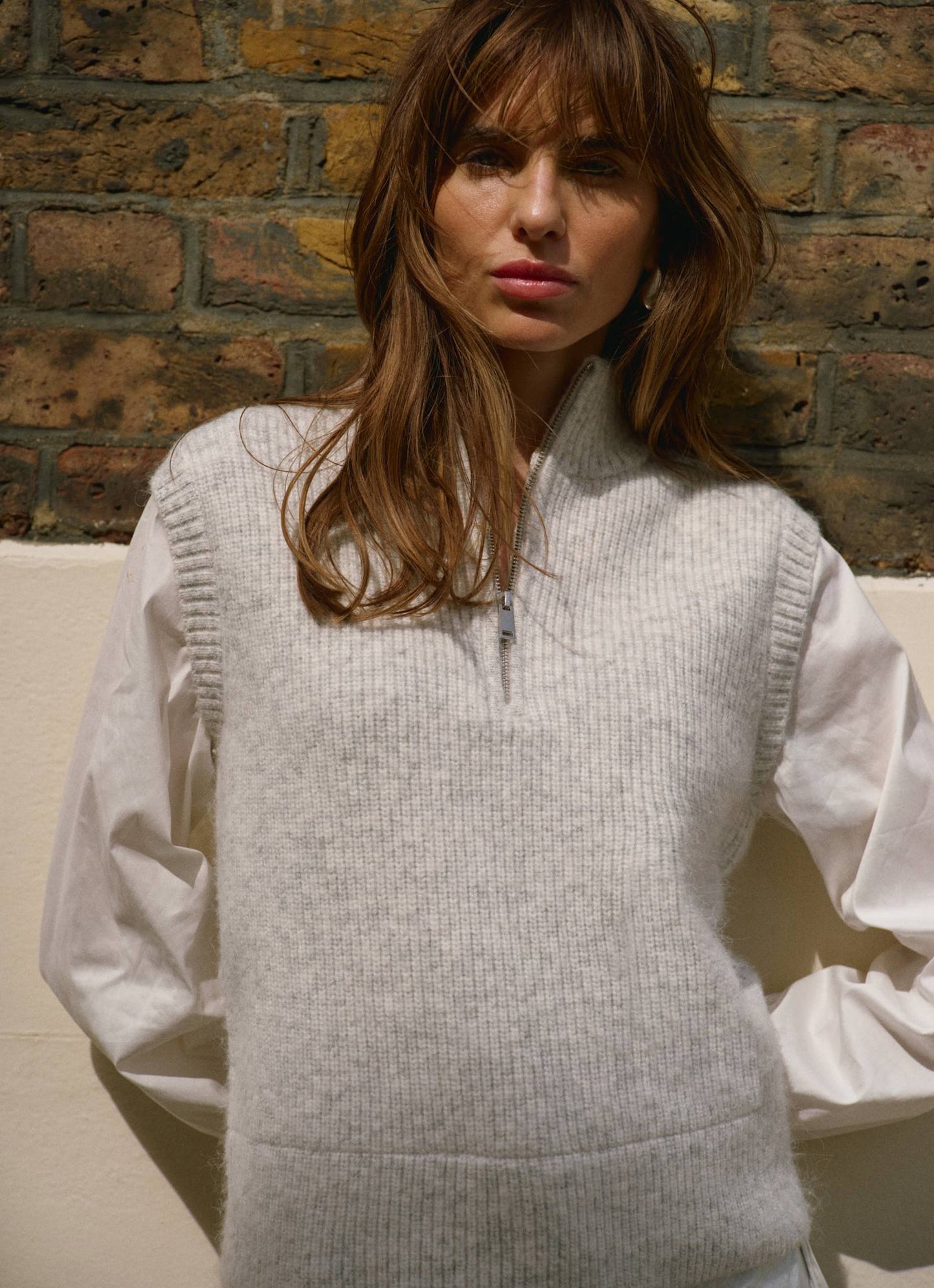 Grey Layered Shirt Knit Jumper