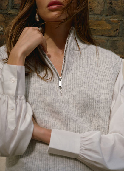 Grey Layered Shirt Knit Jumper