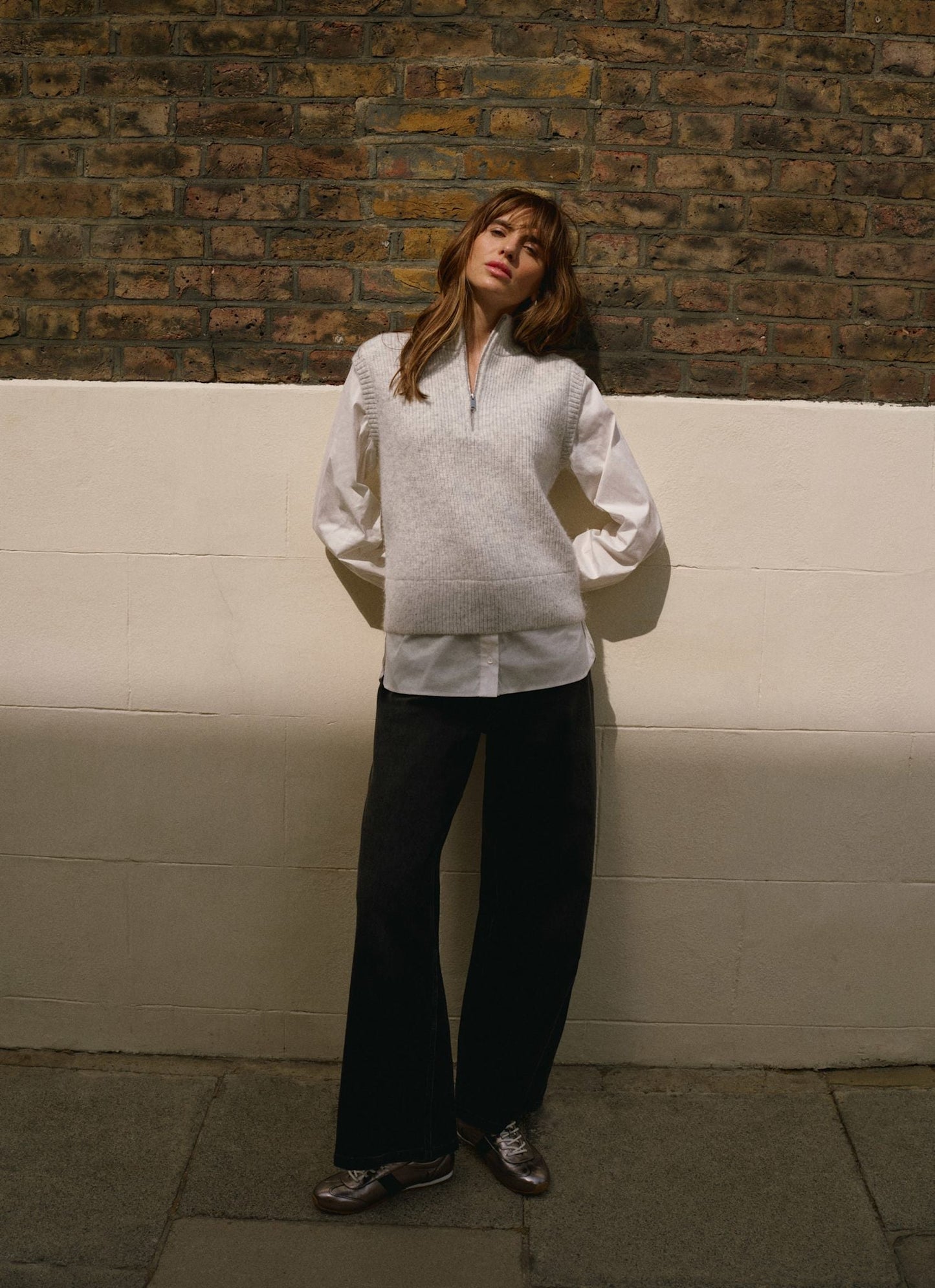 Grey Layered Shirt Knit Jumper