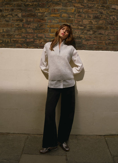 Grey Layered Shirt Knit Jumper