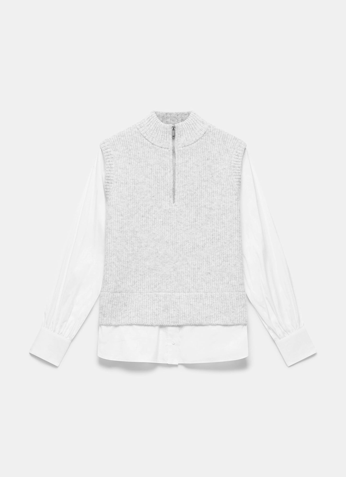 Grey Layered Shirt Knit Jumper