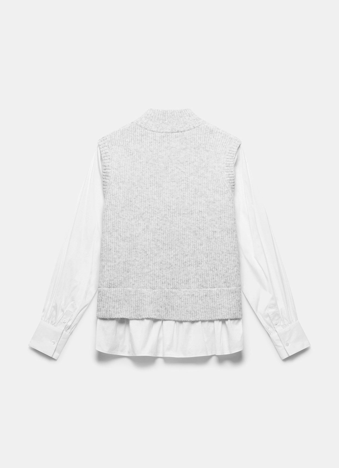 Grey Layered Shirt Knit Jumper