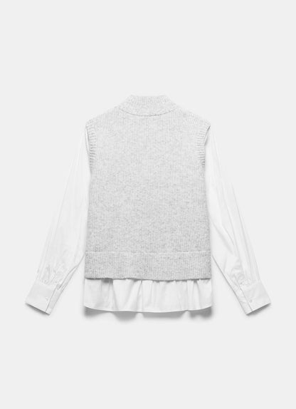 Grey Layered Shirt Knit Jumper