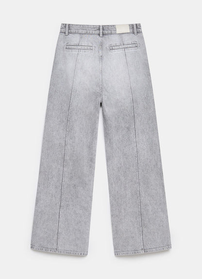 Grey Bow Embellished Wide Jeans
