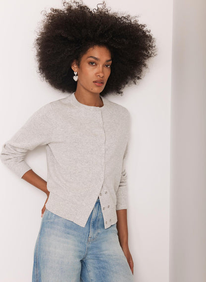 Grey Lightweight Cotton Blend Cardigan