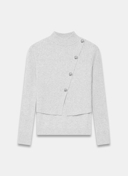 Grey Cotton Blend Ribbed Jumper