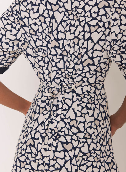 Navy Heart Print Mini Dress