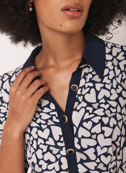 Navy Heart Print Mini Dress