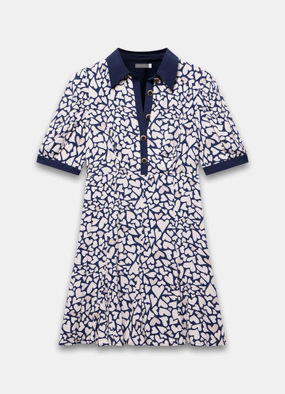 Navy Heart Print Mini Dress