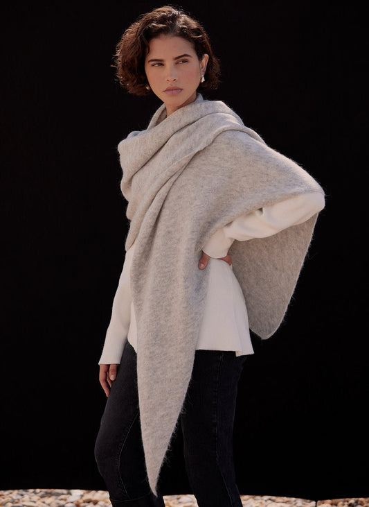 Grey Marl Knit Shawl